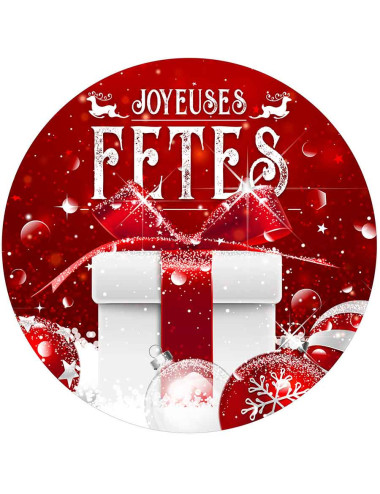 Stickers vitrine 40x40 cm Joyeuses Fêtes paquet cadeau