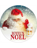 Stickers vitrine événementiel Joyeux Noël Père Noël lanterne