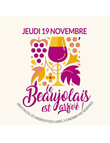 Stickers vitrine 40x40 cm Beaujolais 2020 Violet