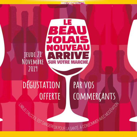 Stickers vitrine 40x40 cm Beaujolais 2019 verre