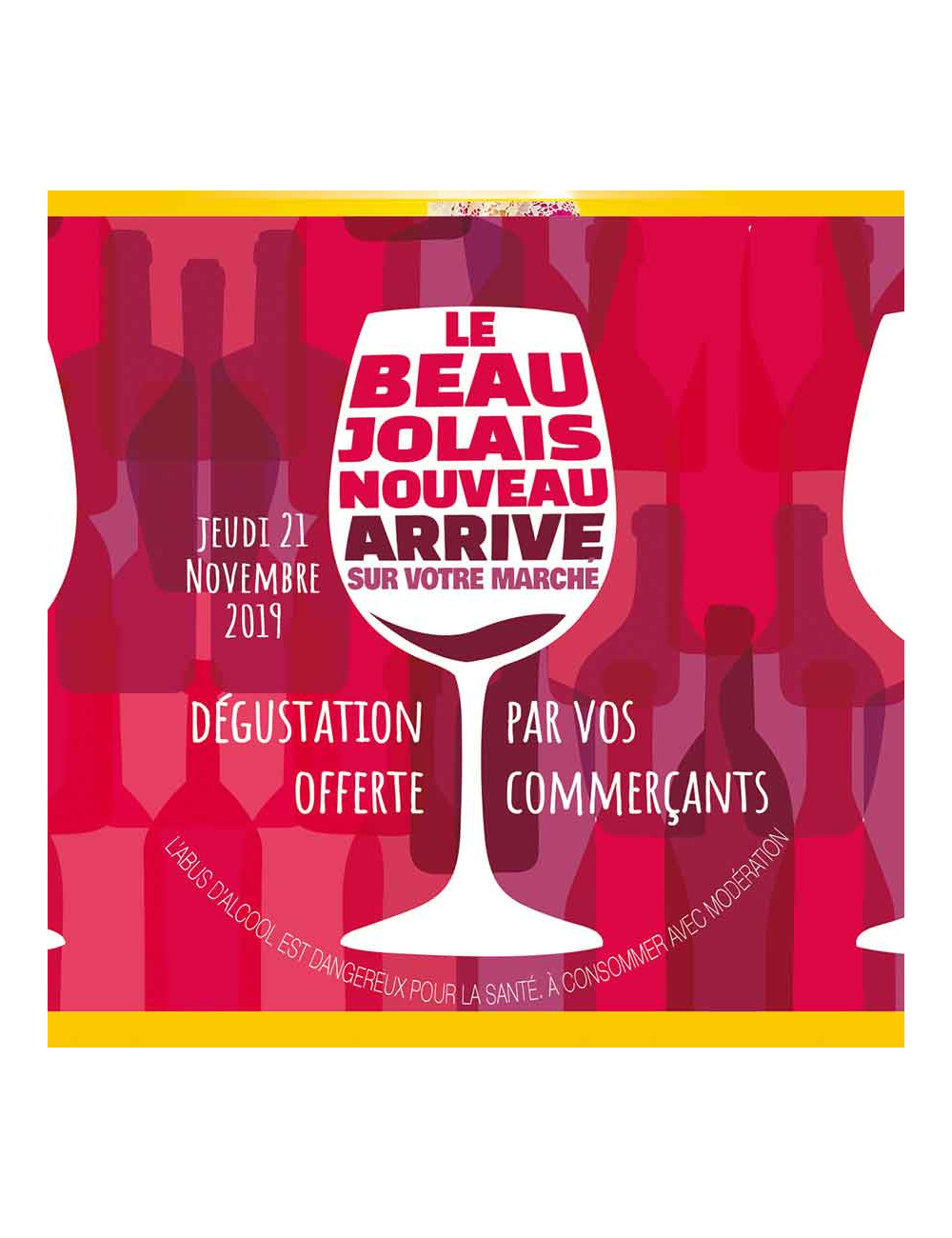 Stickers vitrine 40x40 cm Beaujolais 2019 verre