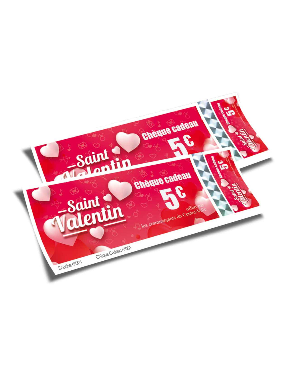 Chèques cadeaux sécurisés recto Saint Valentin 2020-2