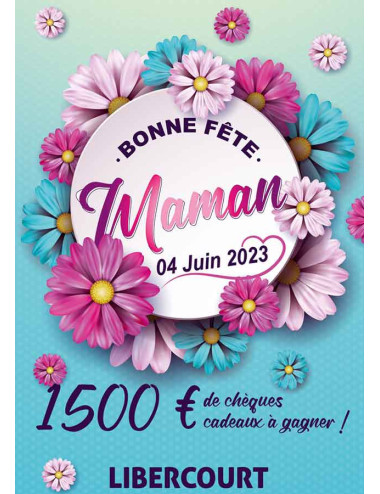 Affiches A3 (30x42 cm) Bonne Fête Maman fleur rose