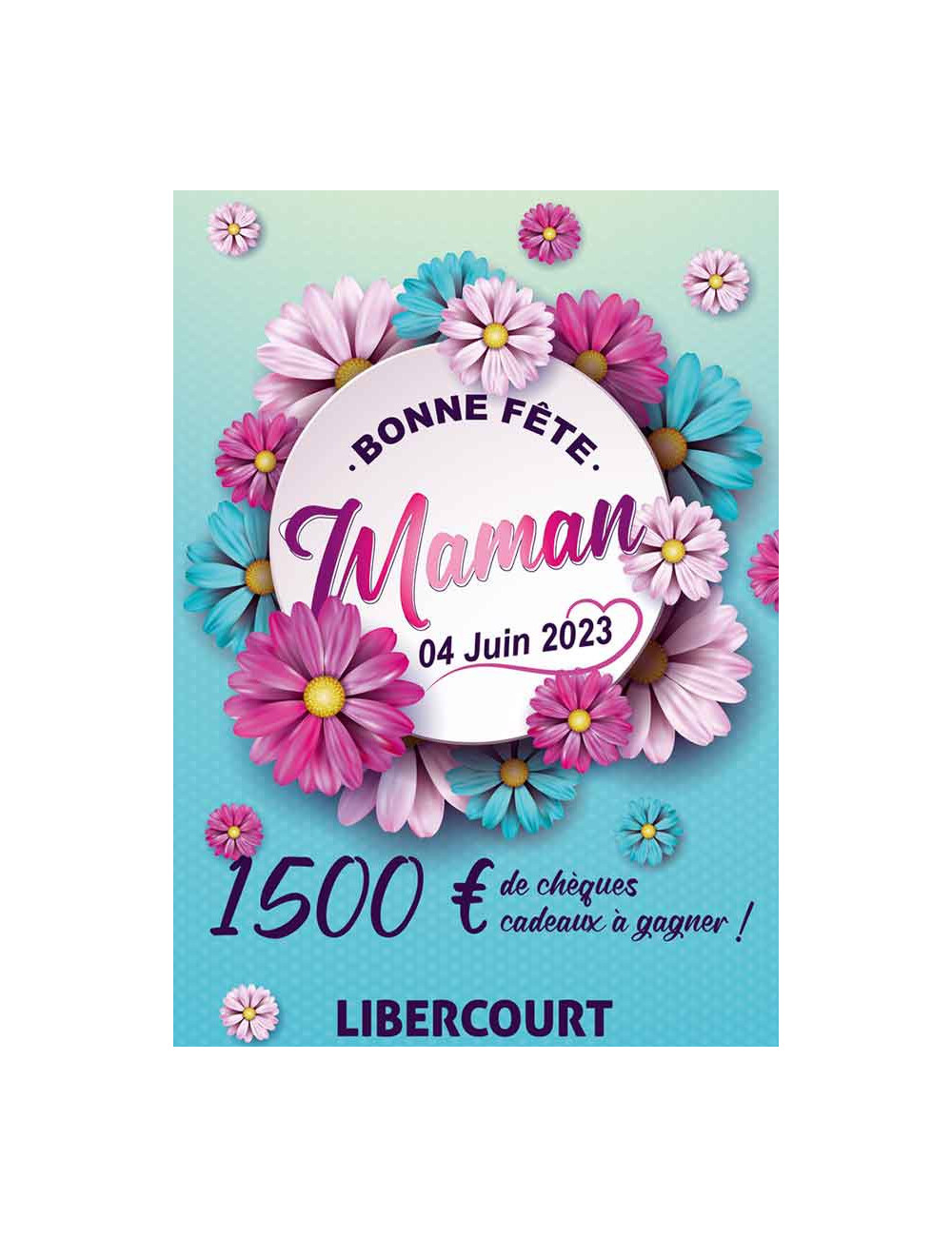 Affiches A3 (30x42 cm) Bonne Fête Maman fleur rose