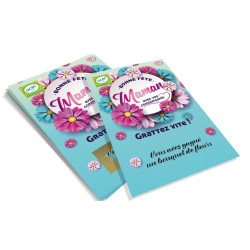 Cartes à gratter personnalisées "Label" Bonne Fête Maman fleur rose