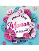 Stickers vitrine événementiel Bonne Fête Maman fleur rose