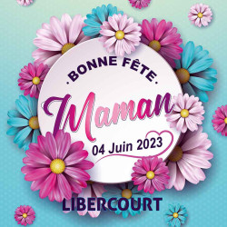 Stickers vitrine événementiel Bonne Fête Maman fleur rose