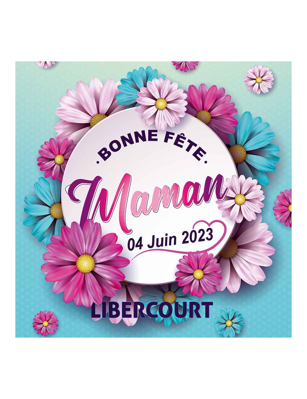 Stickers vitrine événementiel Bonne Fête Maman fleur rose