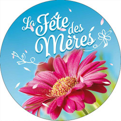 Stickers vitrine 40x40 cm Bonne Fête Maman fleur rose