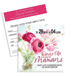 Tickets de tombola 10x10 Bonne Fête Maman fleur
