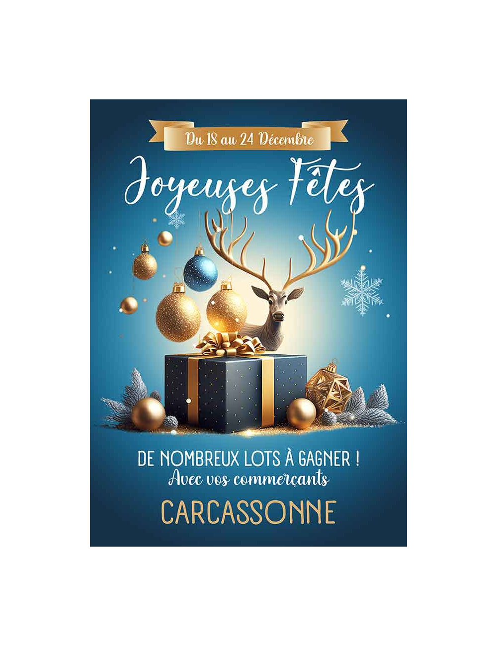 Tracts 15x21 Joyeuses Fêtes cadeaux bleu