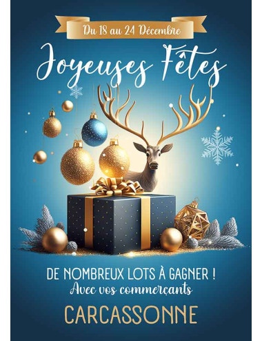 Tracts 21x29,7 Joyeuses Fêtes cadeaux bleu