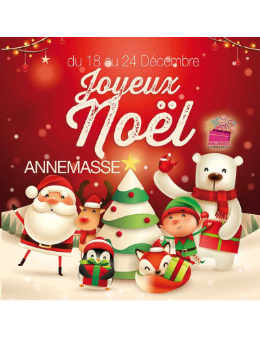 Stickers vitrine événementiel Joyeux Noël Santa & Friends