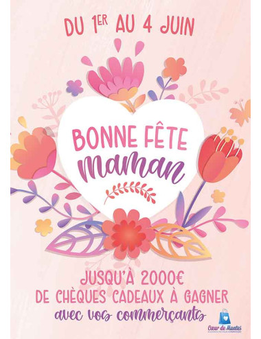 Affiches A3 (30x42 cm) Fête des Mères coeur et fleur