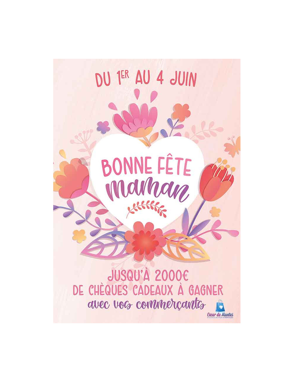 Affiches A3 (30x42 cm) Fête des Mères coeur et fleur