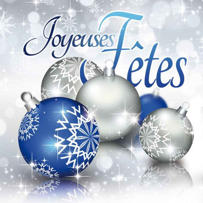 Joyeuses Fêtes boules bleu/argent