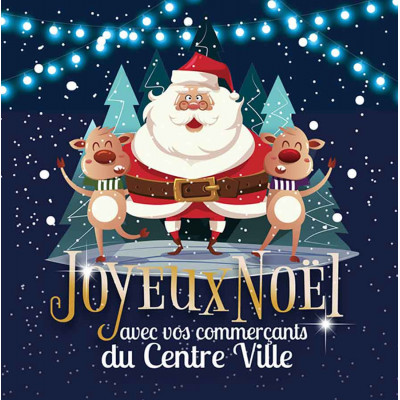 Joyeux Noël Père Noël et rennes 