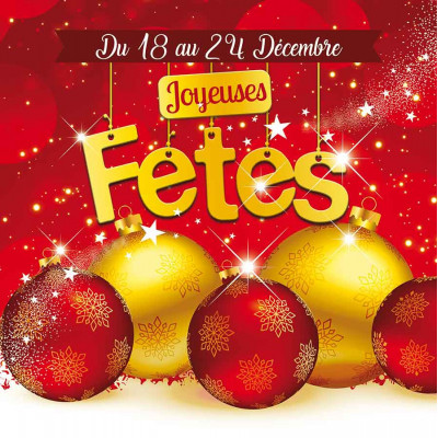 Joyeuses Fêtes boules rouge et or